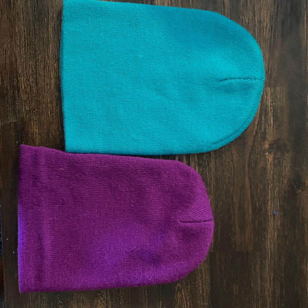 Bright Teal and Purple Beanies